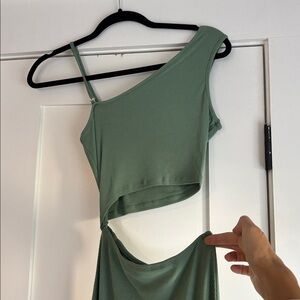 One-Shoulder Green Dress